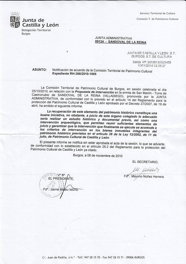 Acuerdo de la Comisión Territorial del Patrimonio Cultural de Burgos